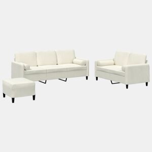 vidaXL 3 pcs conjunto de sofás com almofadas veludo cor creme