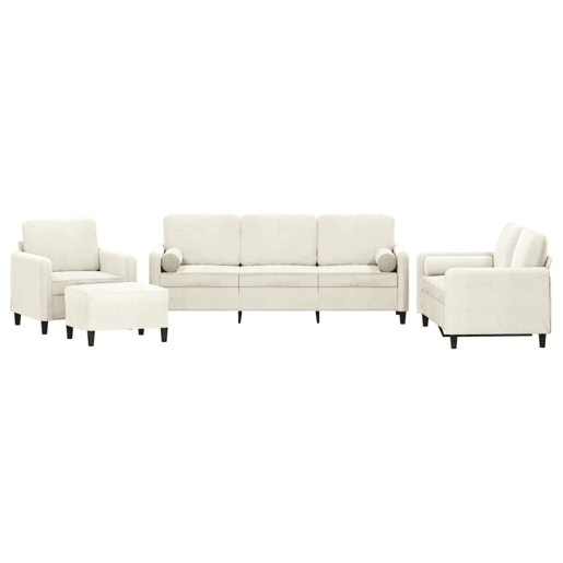 vidaXL 4 pcs conjunto de sofás com almofadas veludo cor creme vidaXL 4 pcs conjunto de sofás com almofadas veludo cor creme