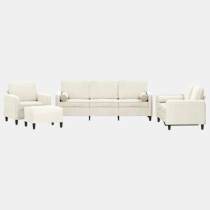 vidaXL 4 pcs conjunto de sofás com almofadas veludo cor creme