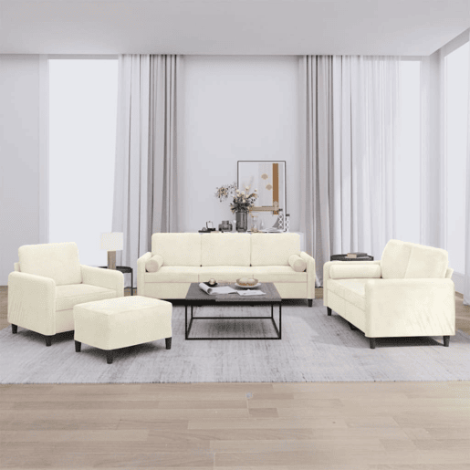 vidaXL 4 pcs conjunto de sofás com almofadas veludo cor creme vidaXL 4 pcs conjunto de sofás com almofadas veludo cor creme