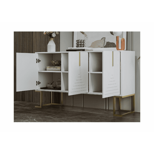 Cómoda alta com 3 portas, branca, norma U H81B138T40