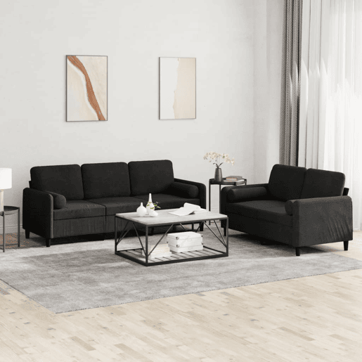 vidaXL 2 pcs conjunto de sofás com almofadas veludo preto vidaXL 2 pcs conjunto de sofás com almofadas veludo preto