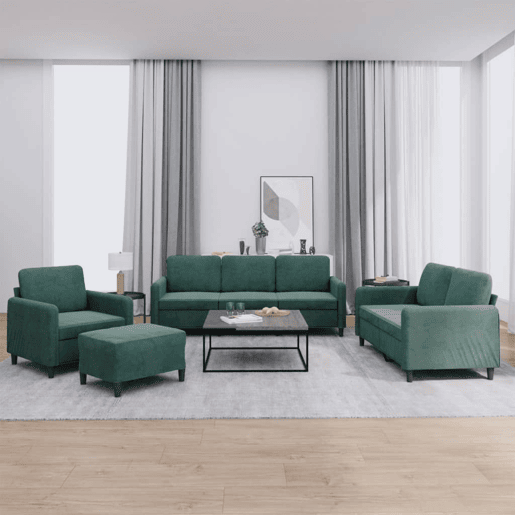 vidaXL 4 pcs conjunto de sofás veludo verde-escuro vidaXL 4 pcs conjunto de sofás veludo verde-escuro