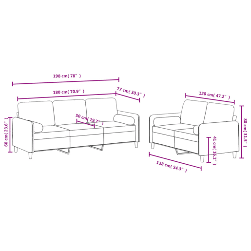 vidaXL 2 pcs conjunto de sofás com almofadas veludo azul vidaXL 2 pcs conjunto de sofás com almofadas veludo azul