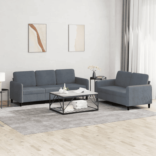 vidaXL 2 pcs conjunto de sofás veludo cinzento-escuro vidaXL 2 pcs conjunto de sofás veludo cinzento-escuro