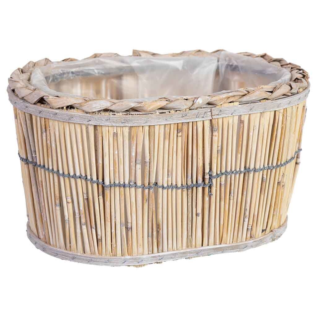 Cesto ovalado de bambú marrón 28x19x14h cm