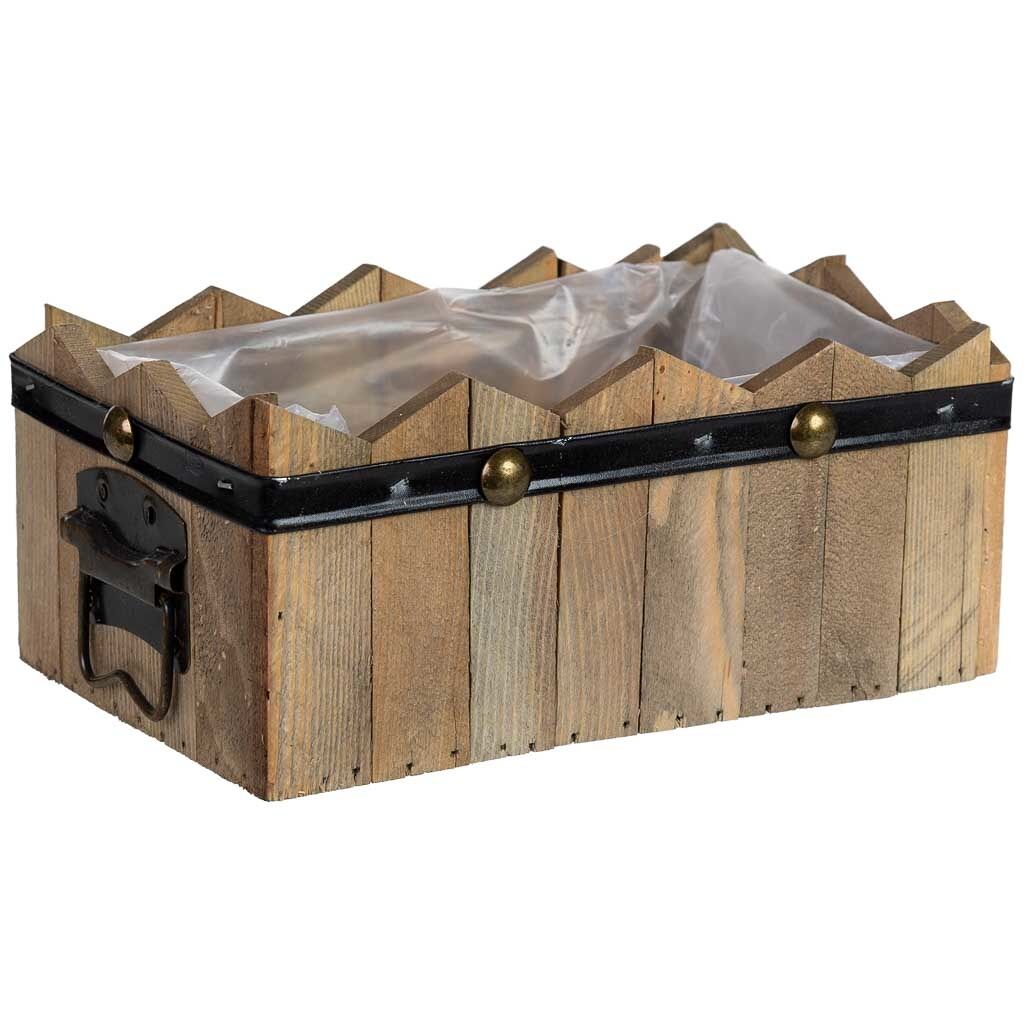 Cesto rectangular de madera azul 24x15x9/10.5h cm