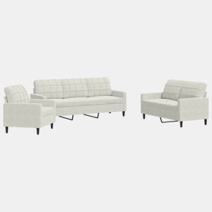 vidaXL 3 pcs conjunto de sofás com almofadões veludo cor creme