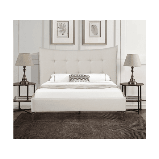 Cama de casal em tecido acolchoado Aspen 140 x 190 cm - Bege
