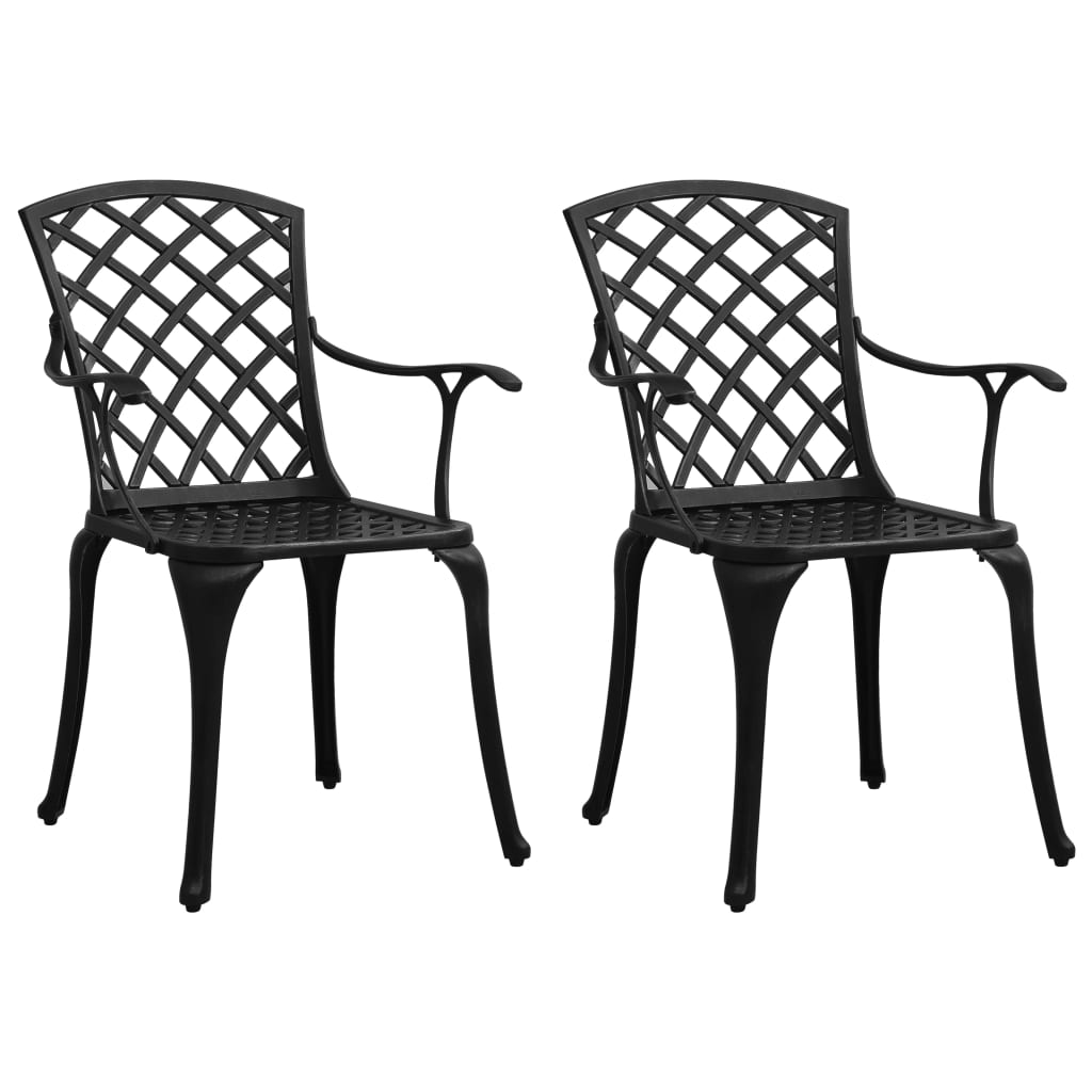 Vidaxl sillas de jardín 2 unidades aluminio fundido negro