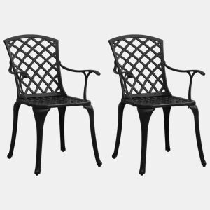 vidaXL Cadeiras de jardim 2 pcs alumínio fundido preto