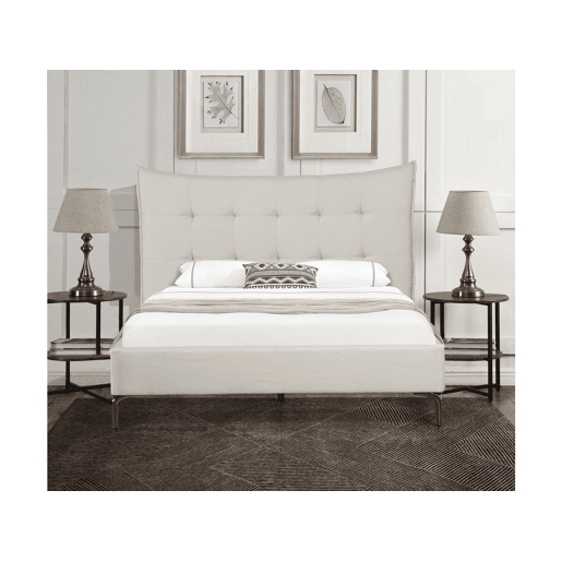 Cama de casal em tecido acolchoado Aspen 160 x 200 cm - Bege