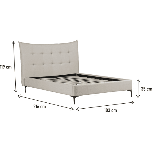 Cama de casal em tecido acolchoado Aspen 160 x 200 cm - Bege