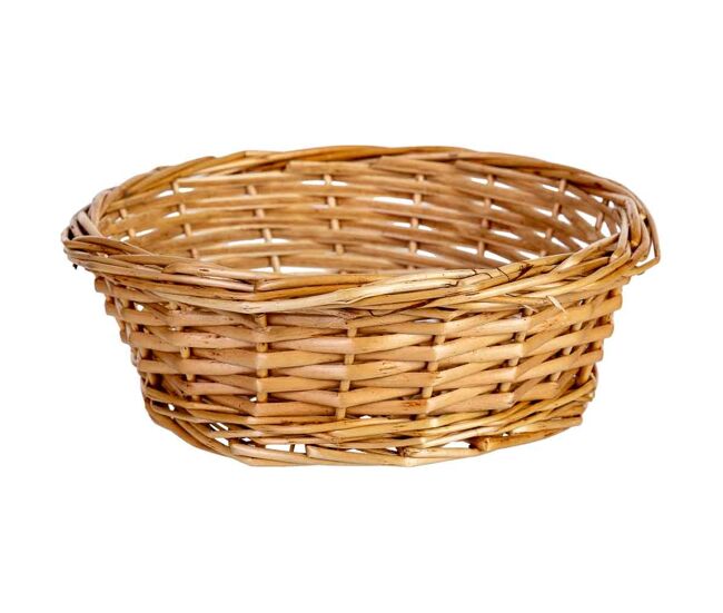 Cesto redondo de mimbre marrón 21x21x7h cm