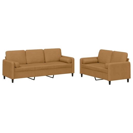 vidaXL 2 pcs conjunto de sofás com almofadas veludo castanho
