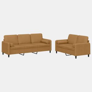 vidaXL 2 pcs conjunto de sofás com almofadas veludo castanho