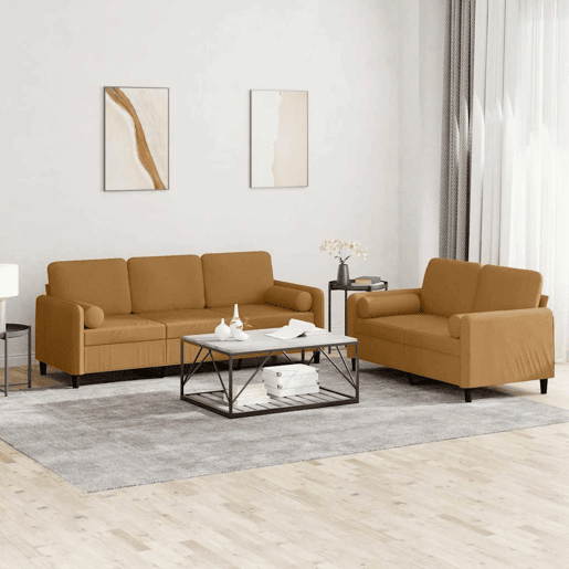 vidaXL 2 pcs conjunto de sofás com almofadas veludo castanho