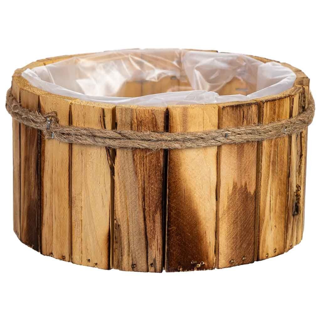 Cesto redondo de madera 19x19x10h cm