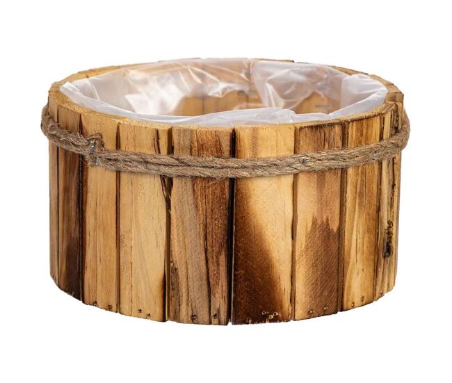 Cesto redondo de madera 19x19x10h cm