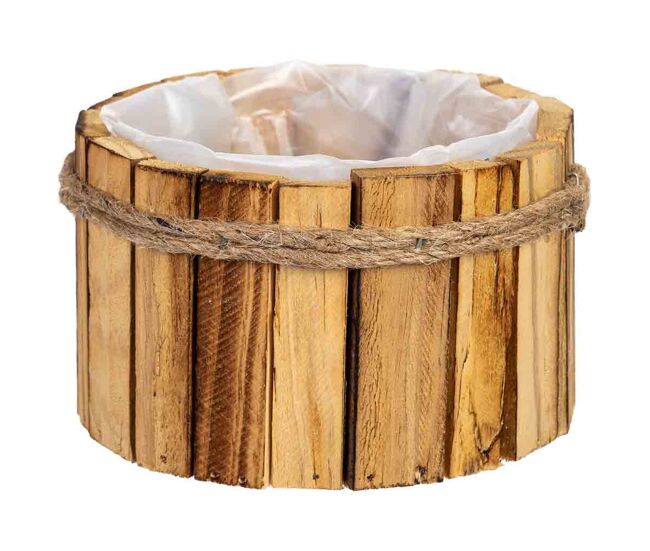 Cesto redondo de madera 15x15x9h cm