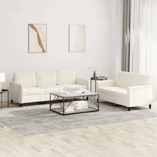 vidaXL 2 pcs conjunto de sofás veludo cor creme vidaXL 2 pcs conjunto de sofás veludo cor creme