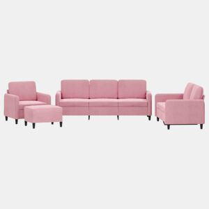 vidaXL 4 pcs conjunto de sofás veludo rosa