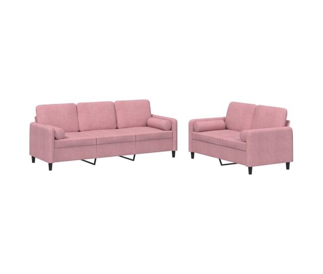 Vidaxl juego de sofás con cojines 2 piezas terciopelo rosa