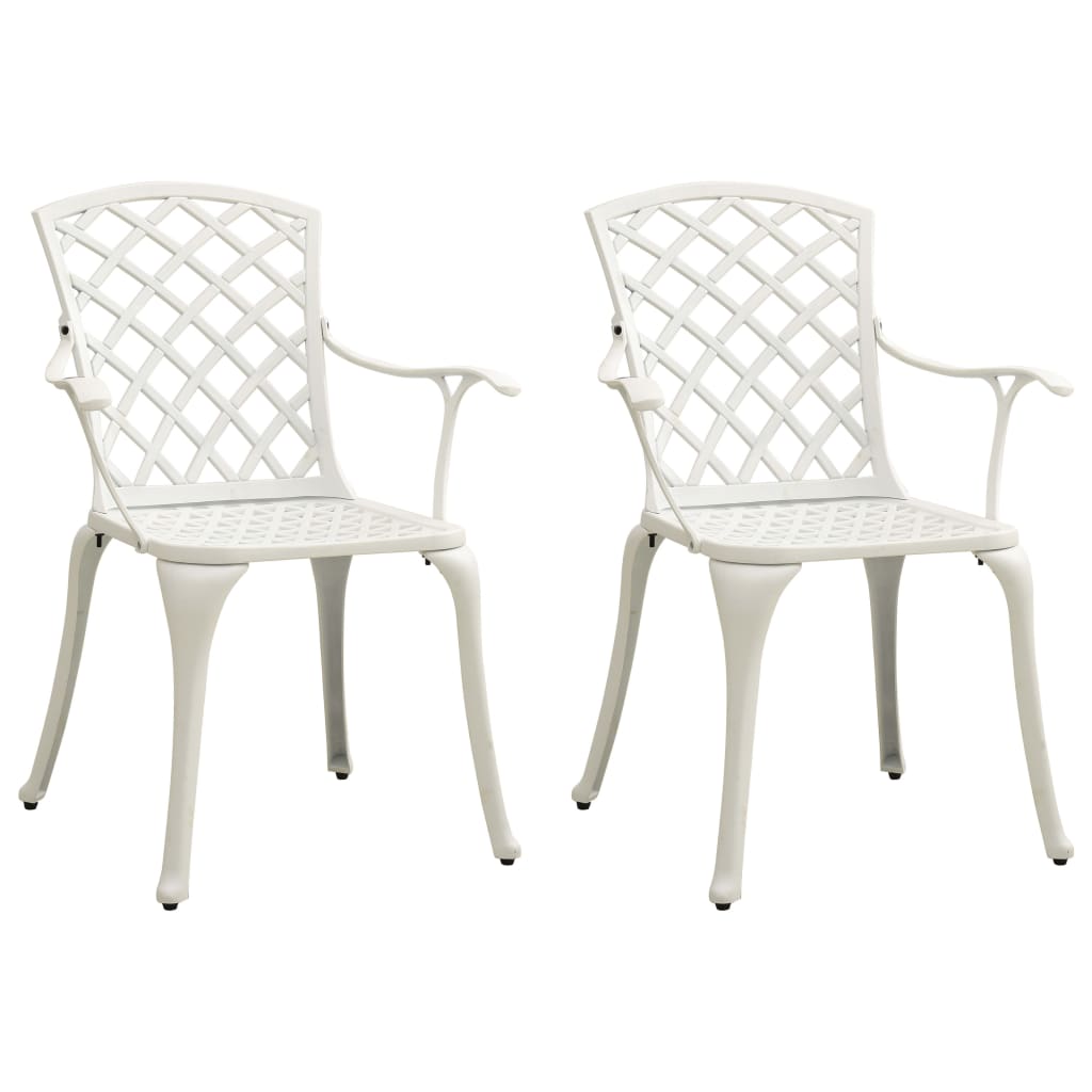 Vidaxl sillas de jardín 2 unidades aluminio fundido blanco