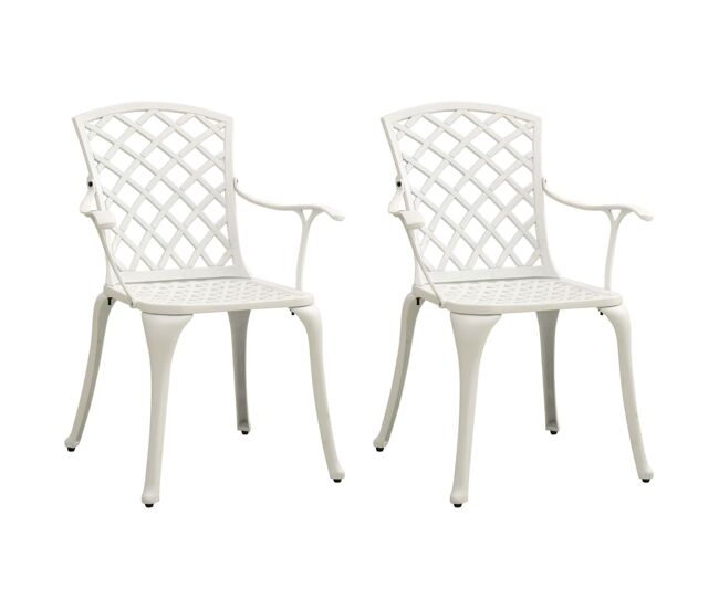 Vidaxl sillas de jardín 2 unidades aluminio fundido blanco