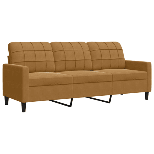 vidaXL 3 pcs conjunto de sofás com almofadões e rolos veludo castanho vidaXL 3 pcs conjunto de sofás com almofadões e rolos veludo castanho