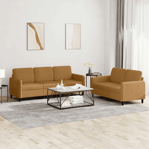 vidaXL 2 pcs conjunto de sofás veludo castanho vidaXL 2 pcs conjunto de sofás veludo castanho