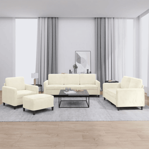 vidaXL 4 pcs conjunto de sofás veludo cor creme vidaXL 4 pcs conjunto de sofás veludo cor creme