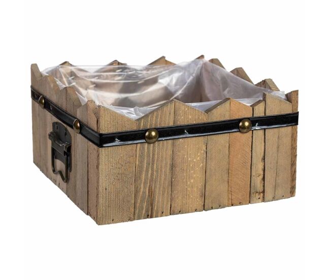 Cesto cuadrado de madera azul 24x24x11/12.5h cm