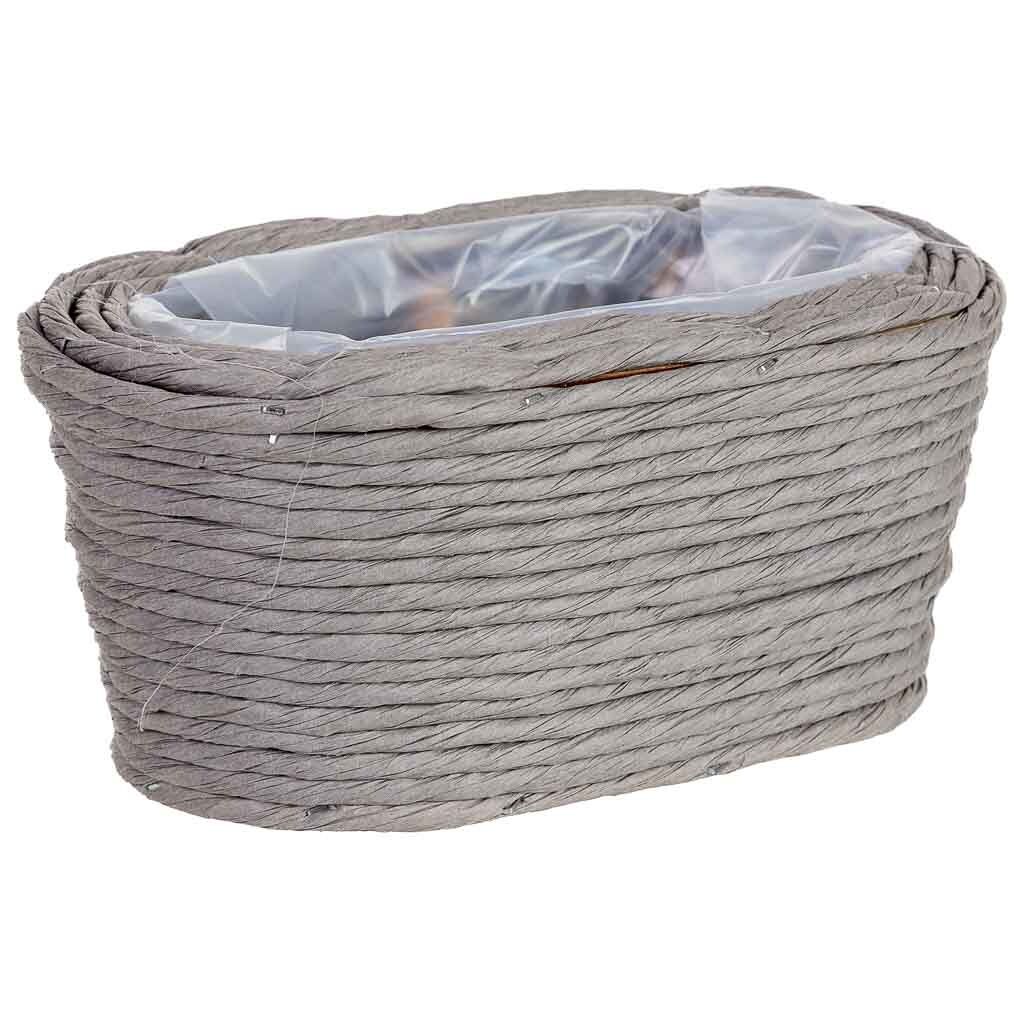Cesto ovalado de mimbre gris 21x13x10h cm