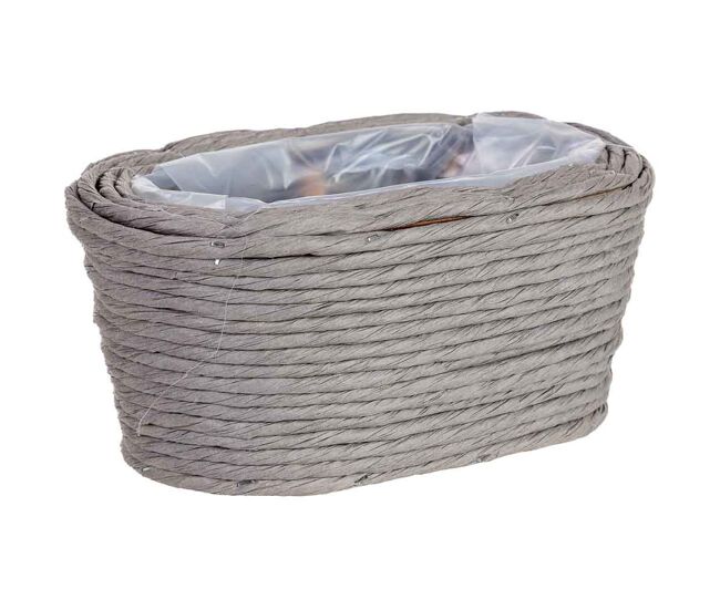 Cesto ovalado de mimbre gris 21x13x10h cm