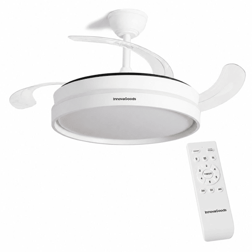 Ventoinha de Teto com Luz LED e 4 Pás Retráteis Keteez InnovaGoods Branco 72 W Ø49-104 cm