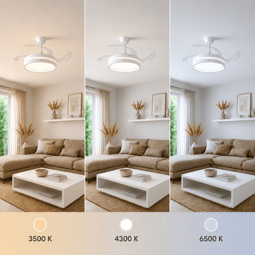 Ventoinha de Teto com Luz LED e 4 Pás Retráteis Keteez InnovaGoods Branco 72 W Ø49-104 cm