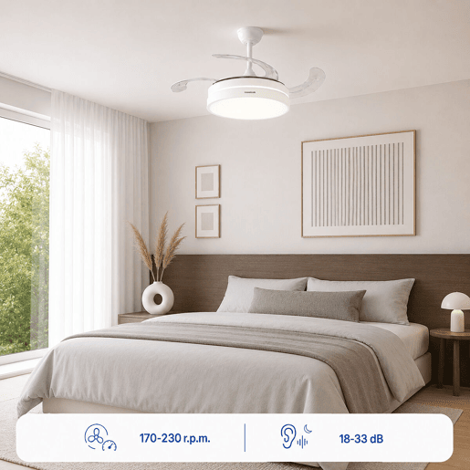 Ventoinha de Teto com Luz LED e 4 Pás Retráteis Keteez InnovaGoods Branco 72 W Ø49-104 cm