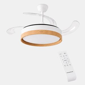 Ventoinha de Teto com Luz LED e 4 Pás Retráteis Woteez InnovaGoods Madeira 72 W Ø49-104 cm