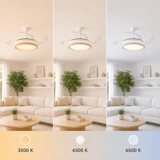 Ventoinha de Teto com Luz LED e 4 Pás Retráteis Woteez InnovaGoods Madeira 72 W Ø49-104 cm