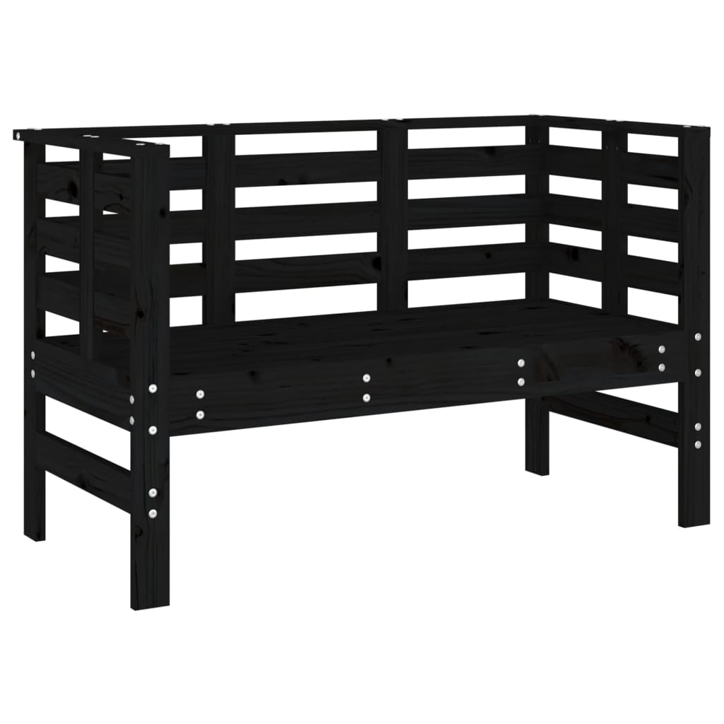 Vidaxl banco de jardín madera maciza de pino negro 111,5x53x71 cm