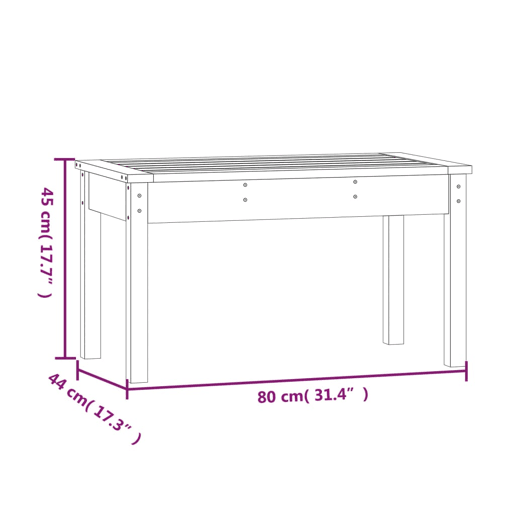 vidaXL Banco de jardim 80x44x45 cm madeira de pinho maciça cinzento