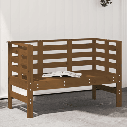 vidaXL Banco de jardim 111,5x53x71 cm pinho maciço castanho-mel vidaXL Banco de jardim 111,5x53x71 cm pinho maciço castanho-mel