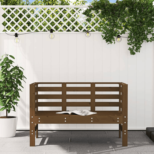 vidaXL Banco de jardim 111,5x53x71 cm pinho maciço castanho-mel vidaXL Banco de jardim 111,5x53x71 cm pinho maciço castanho-mel