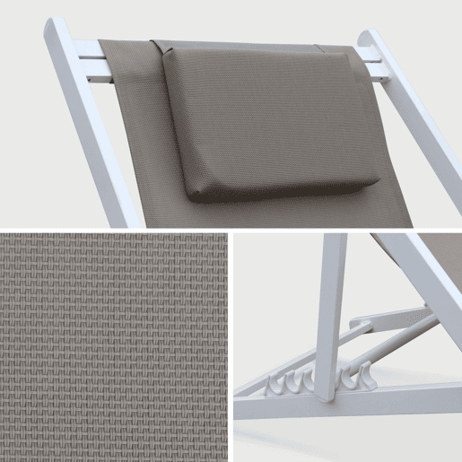 Espreguiçadeira de alumínio multi posições, set de 2, Gaia, Taupe, 99x88.5x58 cm