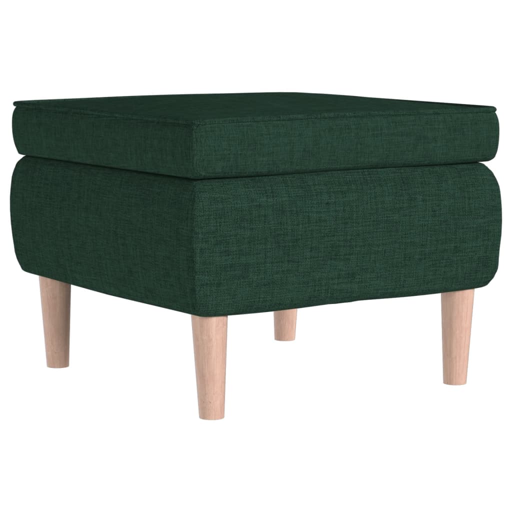 Vidaxl taburete con patas de madera tapizado tela verde oscuro