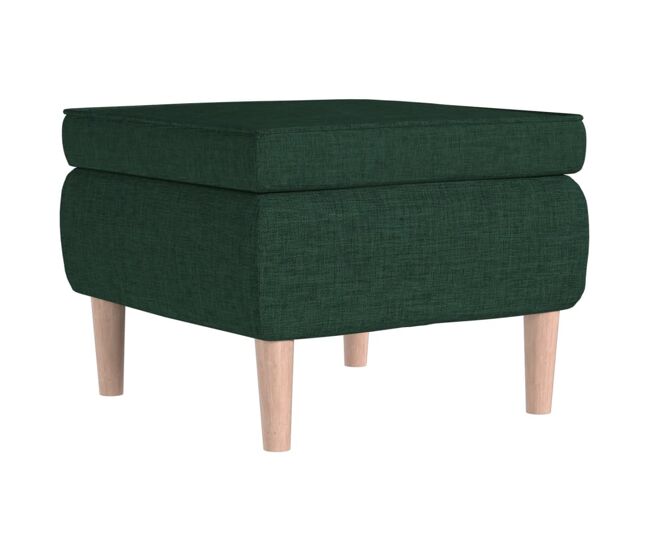 Vidaxl taburete con patas de madera tapizado tela verde oscuro