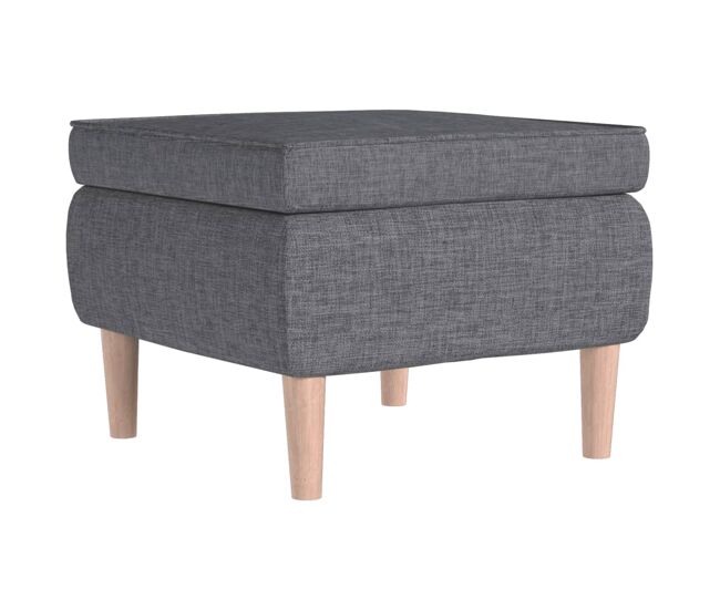 Vidaxl taburete con patas de madera tapizado tejido gris claro