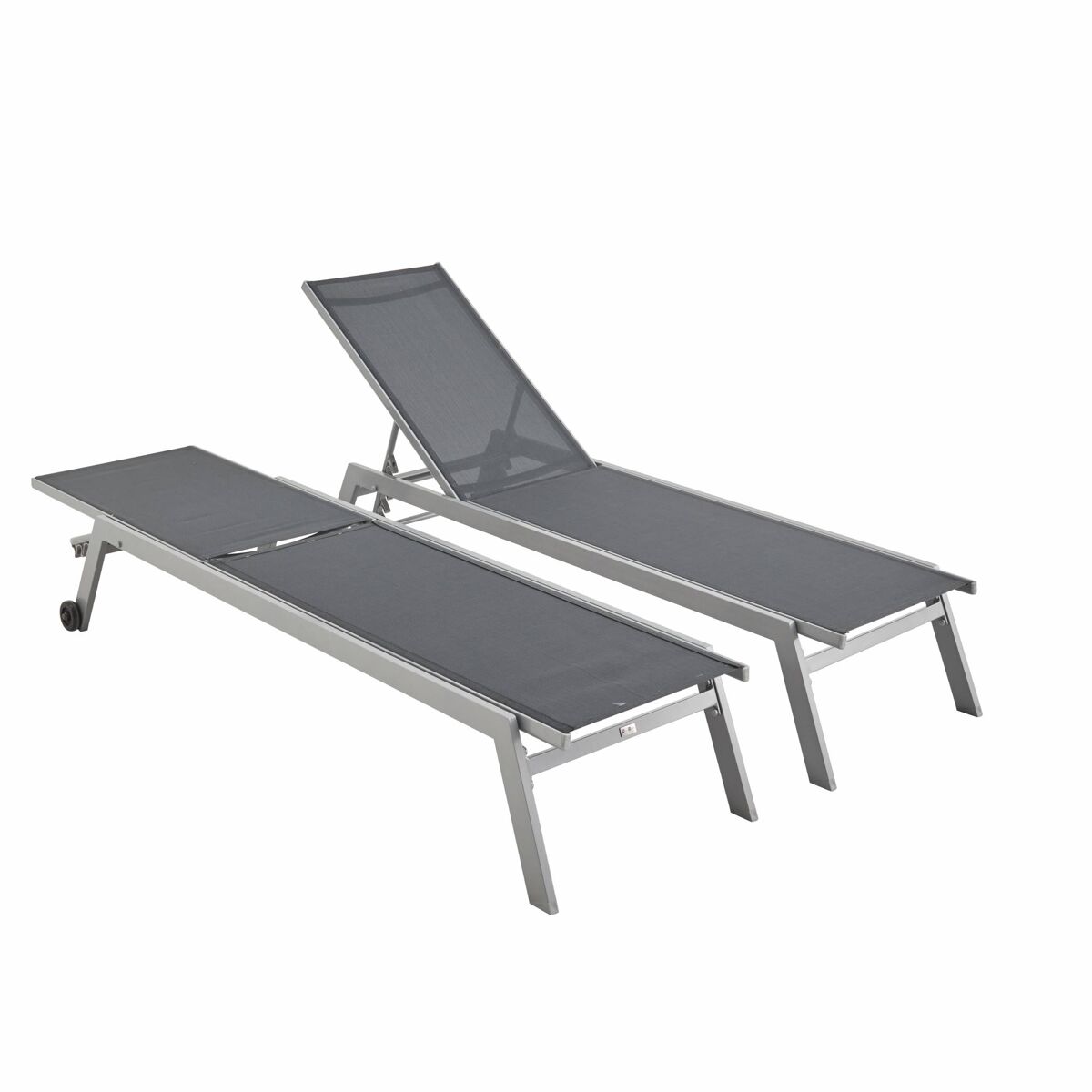Tumbona de aluminio de multiposición con ruedas, set de 2