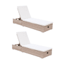 Espreguiçadeira em resina tecida de poliéster, multi-posição, set de 2, Olbia x2, Beige, 195x65x32 cm